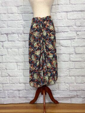 Anthropologie See U Soon Floral Leaf Print Midi Skirt